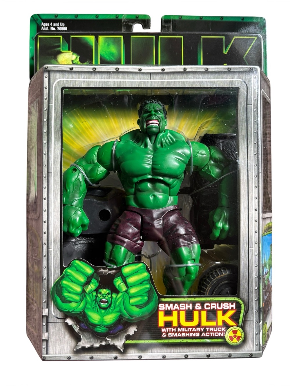 Vintage 2003 Marvel Hulk Movie Smash & Crush Action Figure - Green & Purple